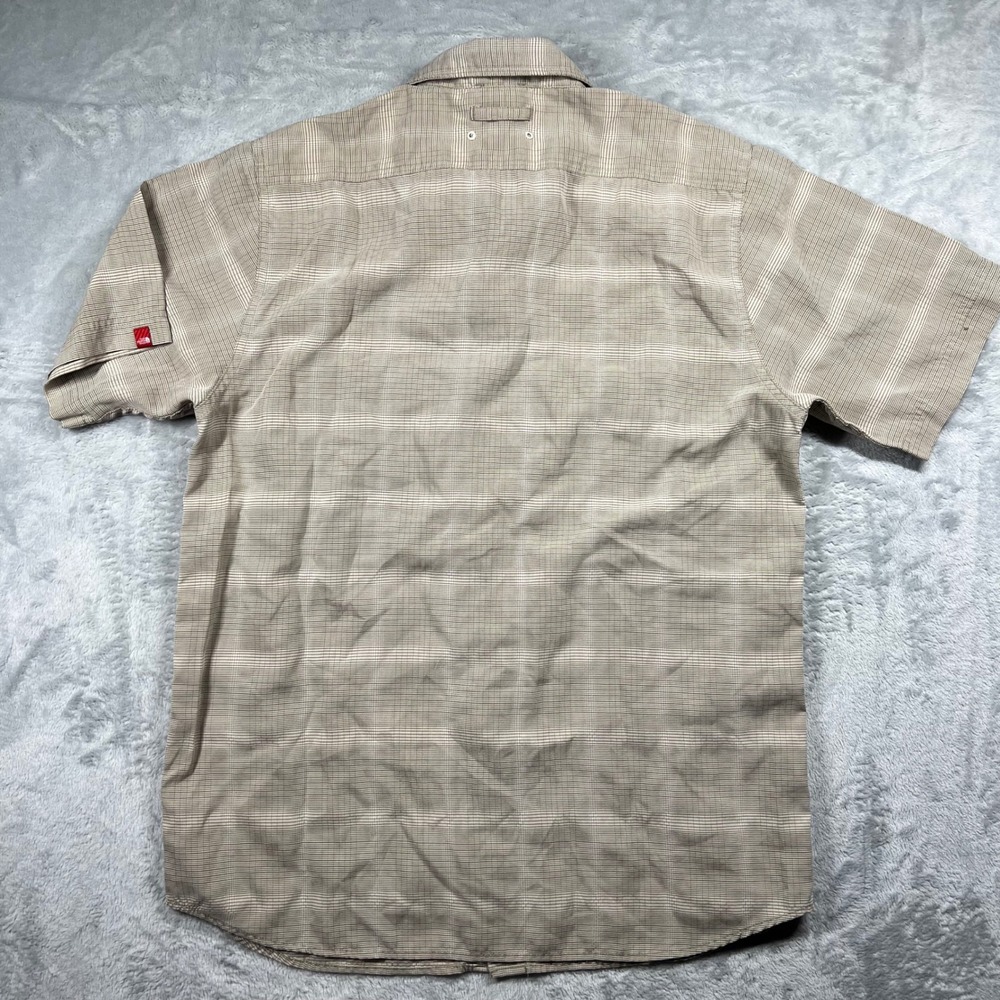 The North Face Mens Tan Plaid Short Sleeve Hiking Shirt Vent Hidden Pocket Med - Picture 5 of 14
